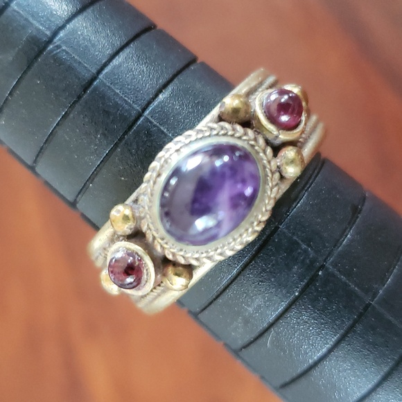 Amethyst Garnet Ruby Brass Silver Copper Ring Gold Purple Red - Picture 3 of 15